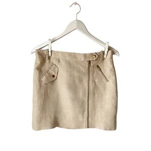 J. Crew Tan Linen Mini Skirt Size 2